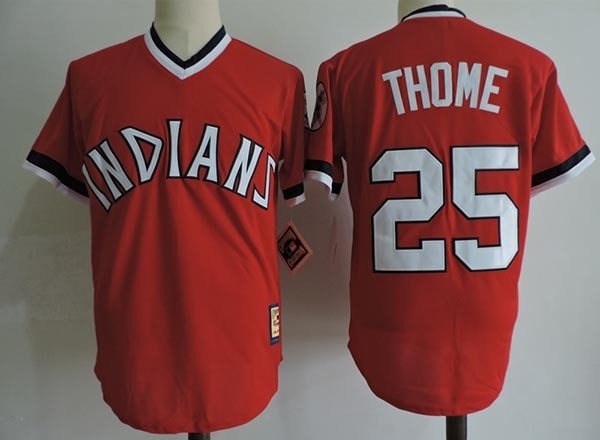 Men's Throwback Cleveland Indians #25 Jim Thome Red Cooperstown Collection MLB Jersey