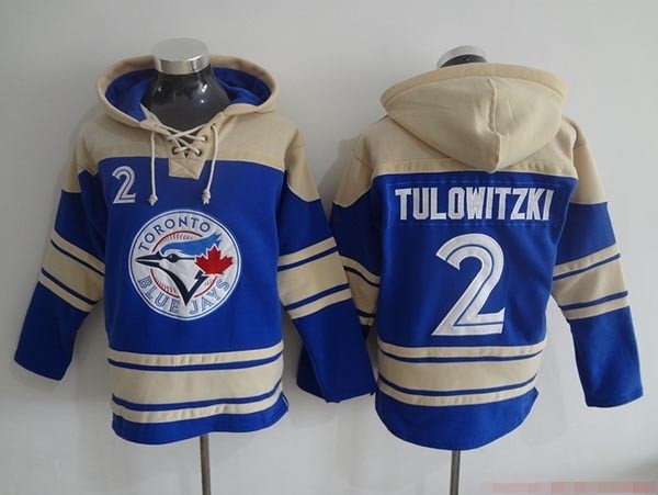 MLB Toronto Blue Jays #2 Troy Tulowitzki Blue All Stitched Hooded Sweatshirt