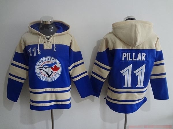 MLB Toronto Blue Jays #11 Kevin Pillar Blue All Stitched Hooded Sweatshirt