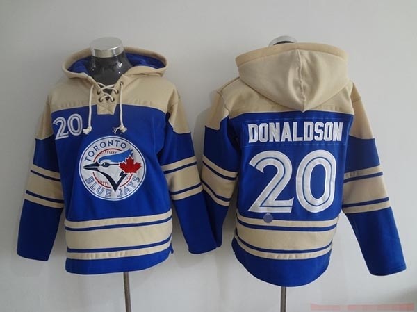 MLB Toronto Blue Jays #20 Josh Donaldson Blue All Stitched Hooded Sweatshirt