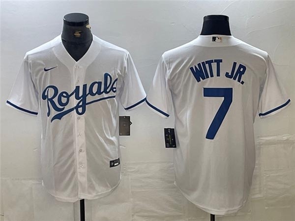 Men's Kansas City Royals #7 Bobby Witt Jr. White Limited Jersey