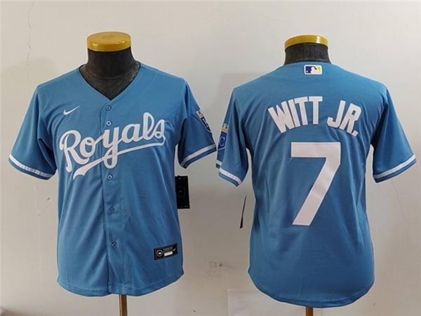 Youth Kansas City Royals #7 Bobby Witt Jr. Light Blue Limited Jersey