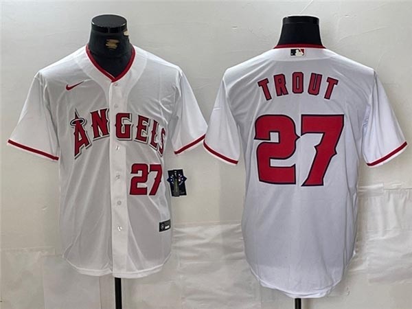 Men's Los Angeles Angels #27 Mike Trout White Limited Jersey