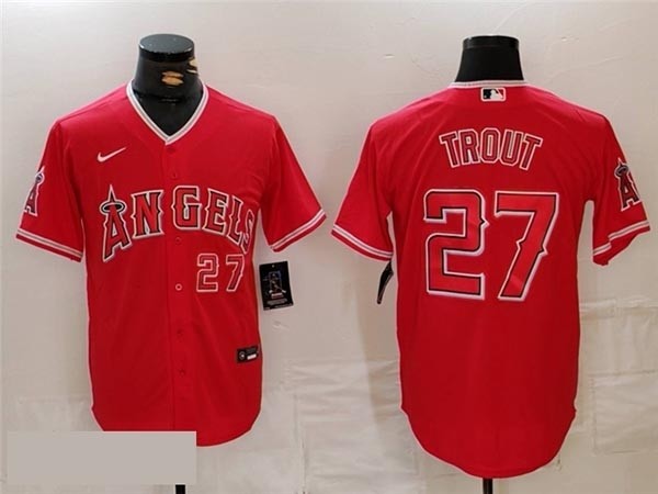 Men's Los Angeles Angels #27 Mike Trout Red Limited Jersey