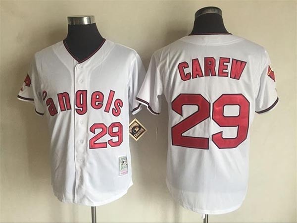 Men's Los Angeles Angels #29 Rod Carew Throwback White Jersey