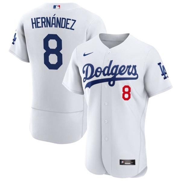 Men's Los Angeles Dodgers #8 Enrique Hernandez White Flex Base Stitched Baseball Jersey