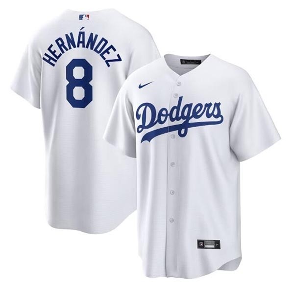 Men's Los Angeles Dodgers #8 Kike Hernandez White Cool Base Stitched Jersey