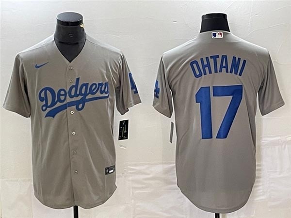 Men's Los Angeles Dodgers #17 Shohei Ohtani Alternate Gray Cool Base Jersey