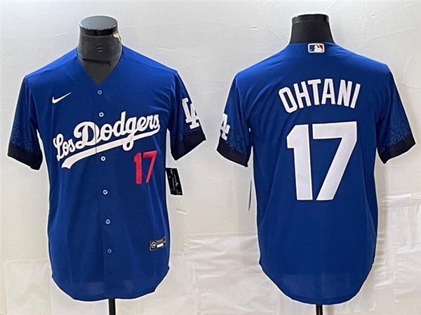 Men's Los Angeles Dodgers #17 Shohei Ohtani Royal Blue City Connect Limited Jersey