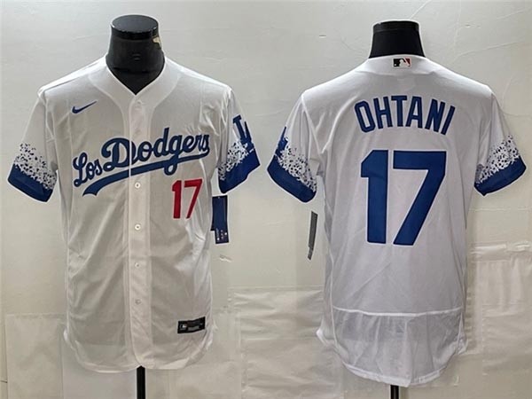 Men's Los Angeles Dodgers #17 Shohei Ohtani White City Connect Flex Base Jersey