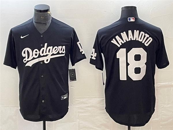 Men's Los Angeles Dodgers #18 Yoshinobu Yamamoto Black Turn Back The Clock Jersey