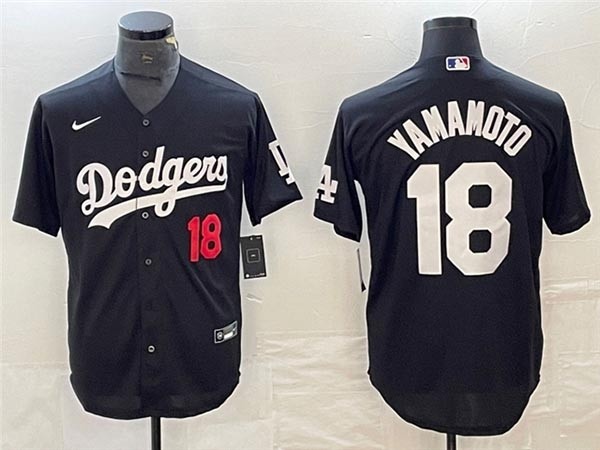 Men's Los Angeles Dodgers #18 Yoshinobu Yamamoto Black Turn Back The Clock Limited Jersey