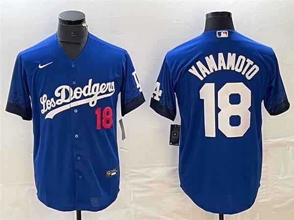 Men's Los Angeles Dodgers #18 Yoshinobu Yamamoto Royal Blue City Connect Limited Jersey