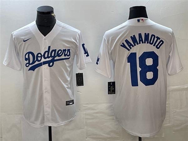 Men's Los Angeles Dodgers #18 Yoshinobu Yamamoto White Jersey