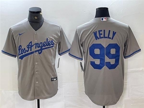 Men's Los Angeles Dodgers #99 Joe Kelly Grey Cool Base Jersey