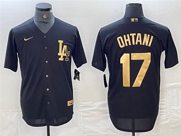 Men's Los Angeles Dodgers #17 Shohei Ohtani Black Gold Jersey