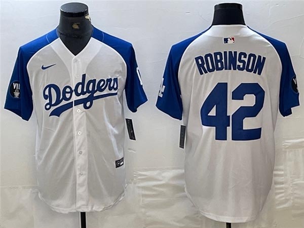 Men's Los Angeles Dodgers #42 Jackie Robinson White Fashion Jersey