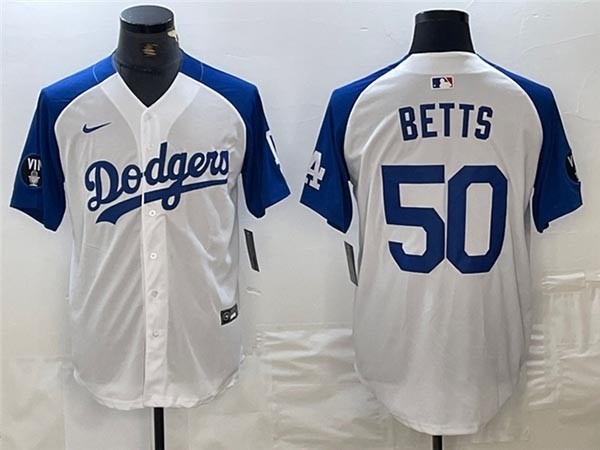 Men's Los Angeles Dodgers #50 Mookie Betts White Fashion Jersey