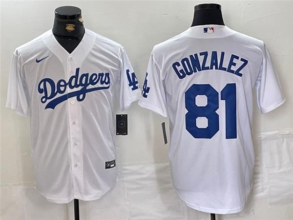 Men's Los Angeles Dodgers #81 Victor Gonzalez White Limited Jersey