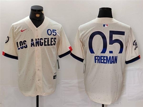 Men's Los Angeles Dodgers #05 Freddie Freeman Cream 2024 City Connect Limited Jersey