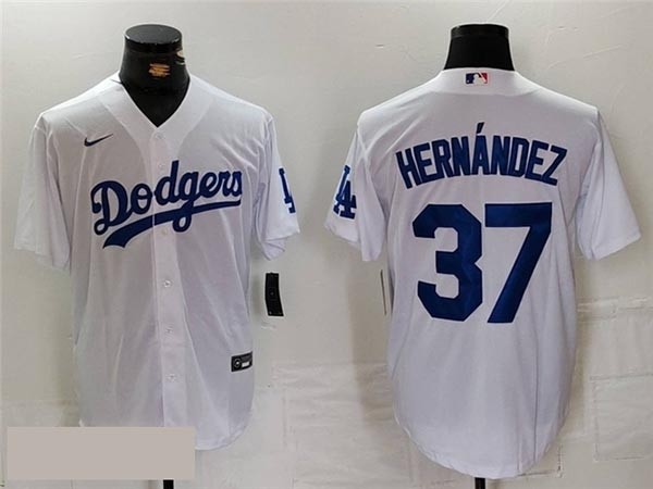 Men's Los Angeles Dodgers #37 Teoscar Hernandez White Jersey