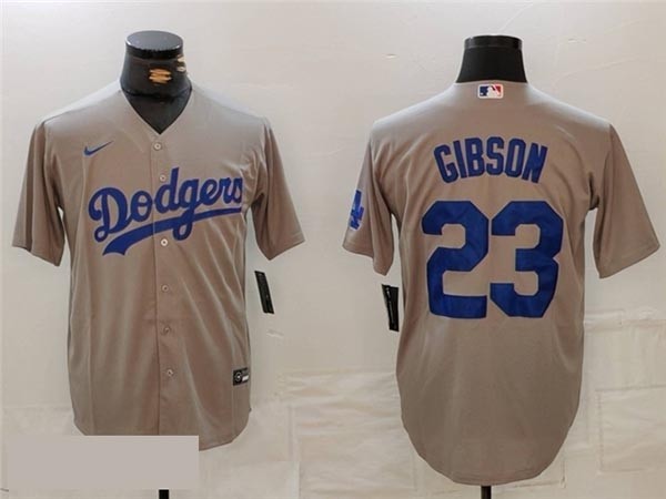 Men's Los Angeles Dodgers #23 Kirk Gibson Alternate Gray Jersey