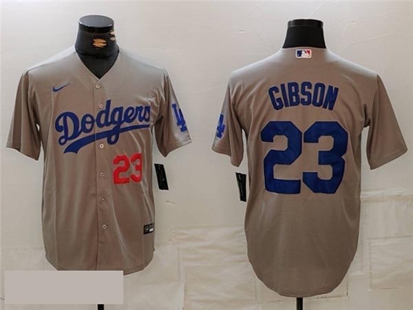 Men's Los Angeles Dodgers #23 Kirk Gibson Alternate Gray with number Limited Jersey