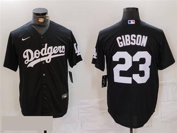 Men's Los Angeles Dodgers #23 Kirk Gibson Black Turn Back The Clock Jersey