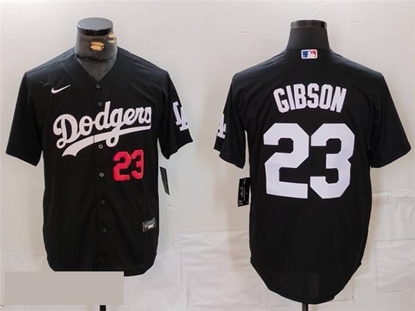 Men's Los Angeles Dodgers #23 Kirk Gibson Black Turn Back The Clock Limited Jersey