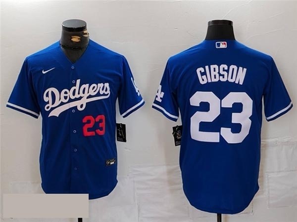 Men's Los Angeles Dodgers #23 Kirk Gibson Royal Blue with front number Limited Jersey