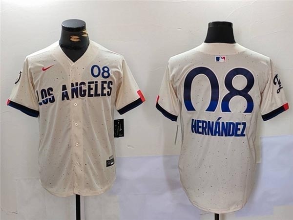 Men's Los Angeles Dodgers #8 Enrique Hernandez Cream 2024 City Connect Limited Jersey