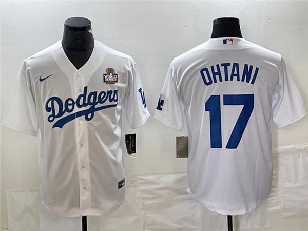 Men's Los Angeles Dodgers #17 Shohei Ohtani White 2024 World Series Limited Jersey