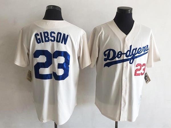 Men's Los Angeles Dodgers #23 Kirk Gibson Throwback Cream Jersey