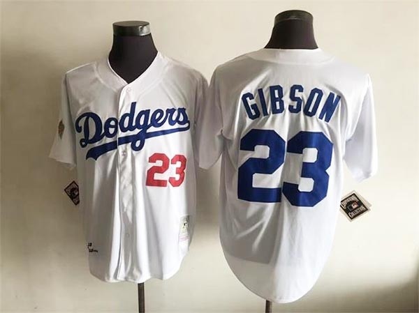 Men's Los Angeles Dodgers #23 Kirk Gibson Throwback White Jersey