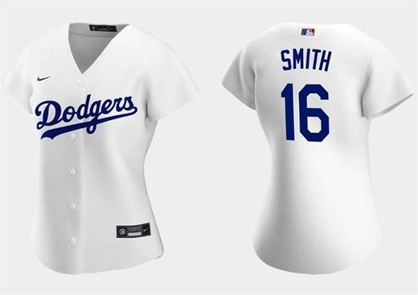 Women's Los Angeles Dodgers #16 Will Smith White Stitched Jersey(Run Small)