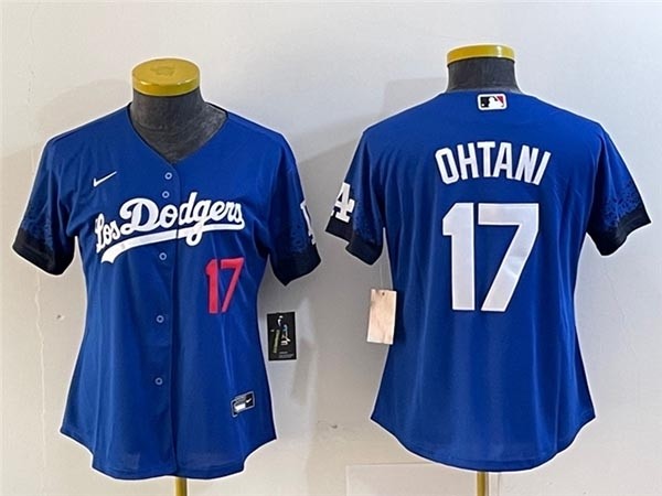 Women's Los Angeles Dodgers #17 Shohei Ohtani Royal Blue City Connect Limited Jersey