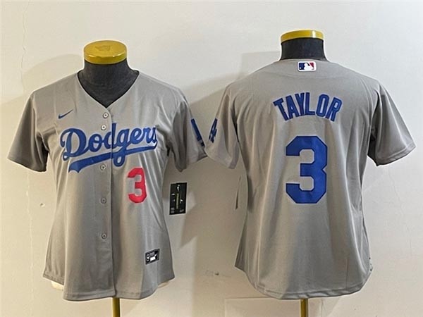 Women's Los Angeles Dodgers #3 Chris Taylor Alternate Gray Limited Jersey