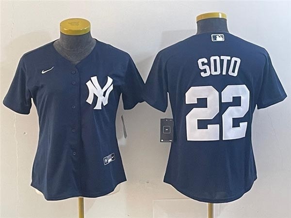 Women's New York Yankees #22 Juan Soto Navy Cool Base Jersey