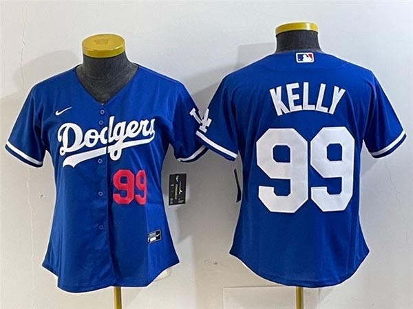 Women's Los Angeles Dodgers #99 Joe Kelly Royal Blue with front number Cool Base Jersey