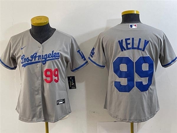 Women's Los Angeles Dodgers #99 Joe Kelly Gray with front number Limited Jersey