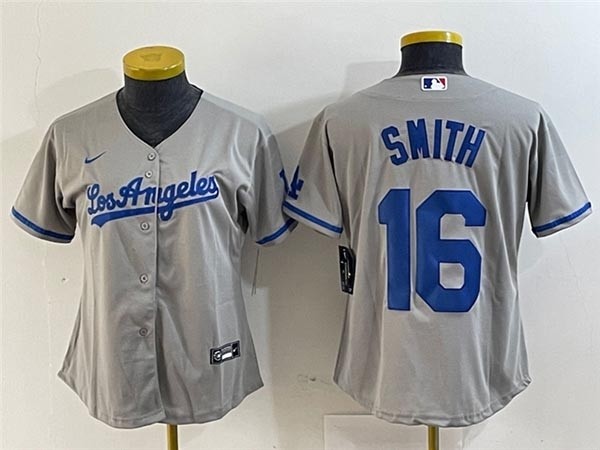 Women's Los Angeles Dodgers #16 Will Smith Gray Cool Base Jersey