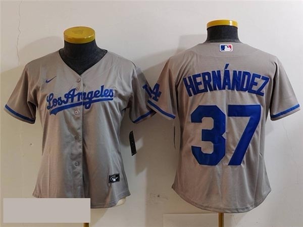 Women's Los Angeles Dodgers #37 Teoscar Hernandez Gray Jersey