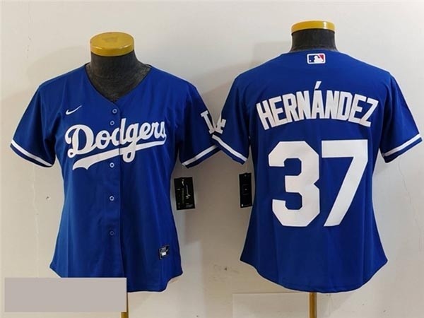 Women's Los Angeles Dodgers #37 Teoscar Hernandez Royal Blue Jersey