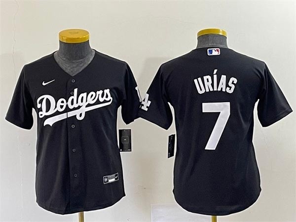 Youth Los Angeles Dodgers #7 Julio Urias Black Stitched Baseball Jersey