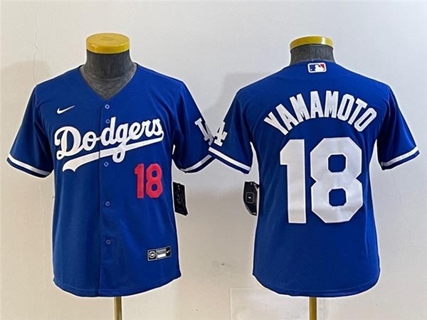 Youth Los Angeles Dodgers #18 Yoshinobu Yamamoto Royal Blue Limited Jersey