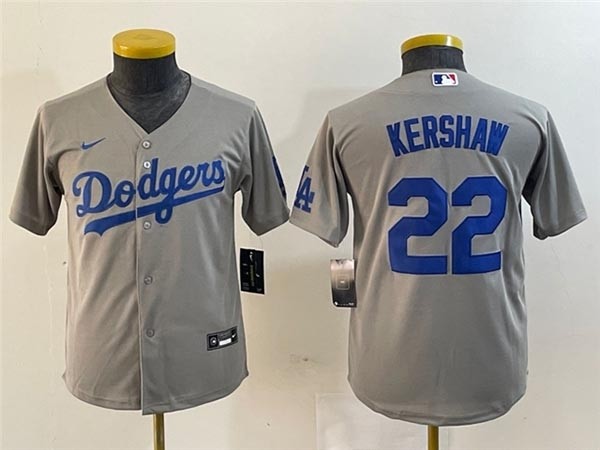 Youth Los Angeles Dodgers #22 Clayton Kershaw Alternate Gray Jersey