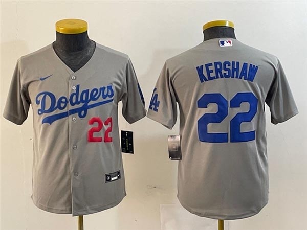 Youth Los Angeles Dodgers #22 Clayton Kershaw Alternate Gray Limited Jersey