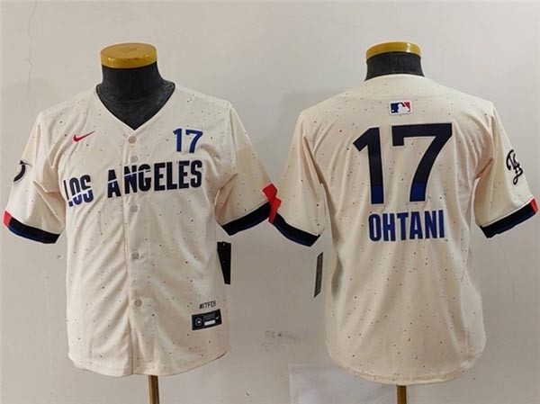 Youth Los Angeles Dodgers #17 Cream 2024 City Connect Limited Jersey