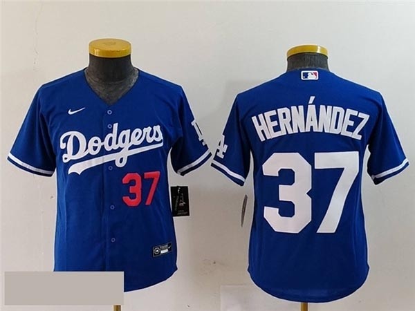 Youth Los Angeles Dodgers #37 Teoscar Hernandez Royal Blue with front number Limited Jersey