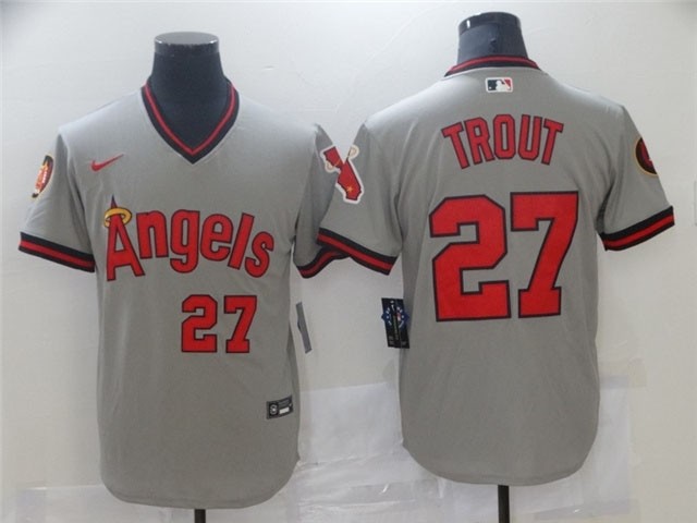 California Angels #27 Mike Trout Vintage Gray Jersey